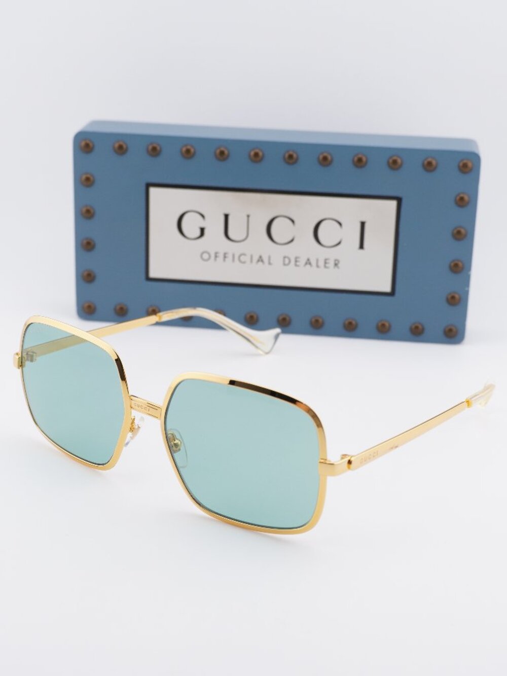 Gucci GG1063S 002 Square Sunglasses - Gold\Green